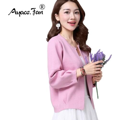 2019 New Solid Spring and Autumn Woman Sweaters Fashion Comfortable Cashmere Knitted Cardigan Sweater Short Thin Female Coat