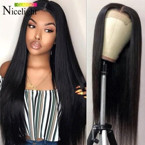 Nicelight Brazilian 180 Straight Lace Front Wig Human Hair Lace Closure Wigs Smooth 4x4 Frontal Lace Wig Remy For Black Women