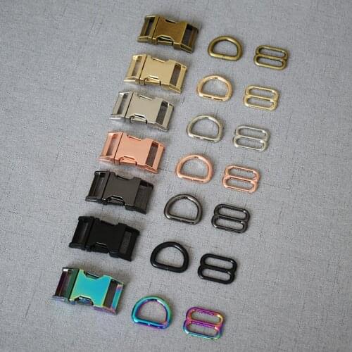 20 set metal buckle adjust buckle D ring/three-piece20mm high quality plated buckle DIY dog collar accessory 7 colour