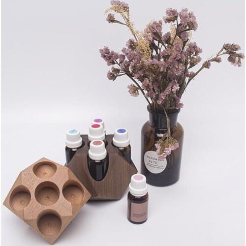 Modern Desgin Wooden Made Essential Oil Rack Shelf with 5 Slots for Storage