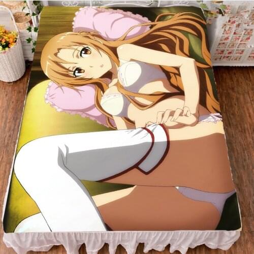Anime Sword Art Online SAO character sexy girl Yuuki Asuna bed milk fiber sheet & flannel blanket summer quilt 150x200CM