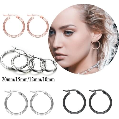 2pcs High Polished Earrings Click-Top Circle Hoop Earrings Steel Sexy Round Cartilage Piercing Oorbellen For Women Jewelry Gift
