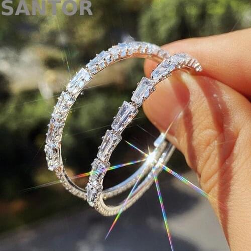 45mm Hip Hop Big Hoops Earrings Set Full Cubic Zircon Large Hoop Earrings Gold Plated Women Jewelry
