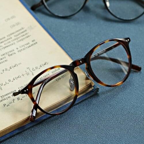 Vintage Acetate glasses frame men High quality round optical eyewear Myopia Hyperopia women prescription eyeglasses