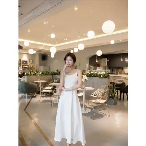 ZC2227 2020 summer new Sexy women fashion simple temperament backless V collar show slim long dress cheap wholesale