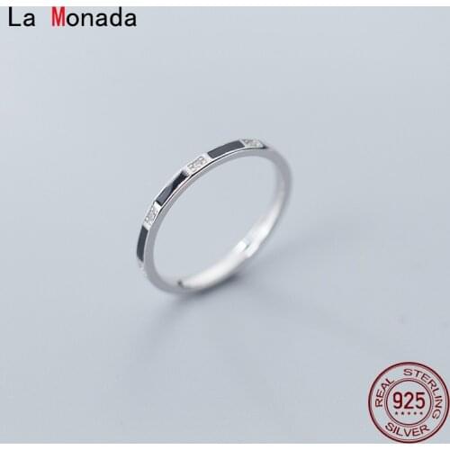 La Monada Finger Women Ring 925 Sterling Silver Black Border Minimalist Rings For Women 925 Silver Fine In Jewerly Rings Woman