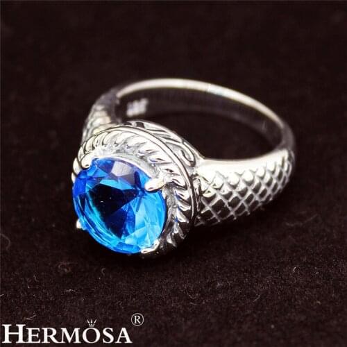 Hermosa Womens Jewelry For Ladies Round Blue Ring Size 8# Party Trendy Jewellery Accessories Love Gift