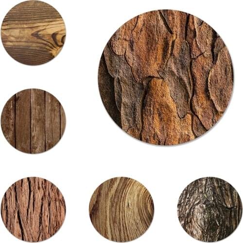 58mm Wood grain Pattern Icons Pins Badge Decoration Brooches Metal Badges For Clothes Backpack Decoration