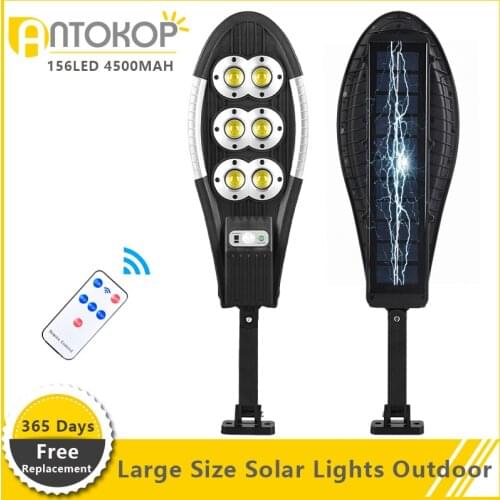 156LED 4500MAH Large Solar Street Flood Lights Outdoor Waterproof with Remote Control Security Lighting for Yard Garden Patio