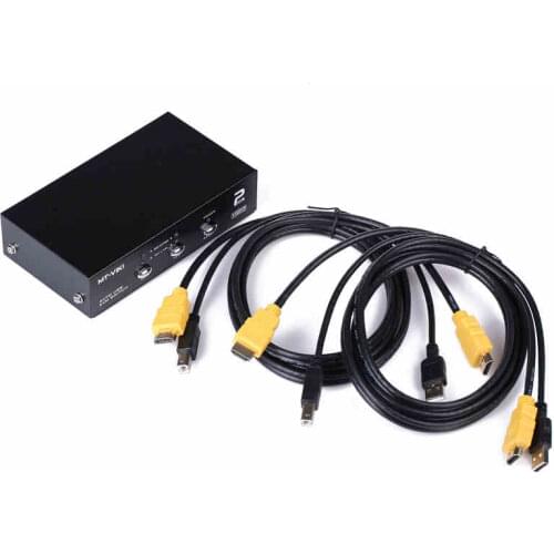 2 Port HDMI Auto USB 2.0 KVM Switch Keyboard Mouse Switcher full HD 1080P, Metal, include cables