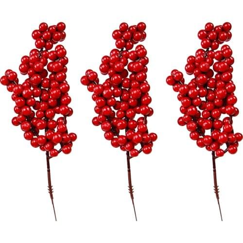 3pcs Imitation Berry Durable Cute Red Imitation Berry for Christmas Desktop Garden Christmas Tree Fake Berries for Decoration