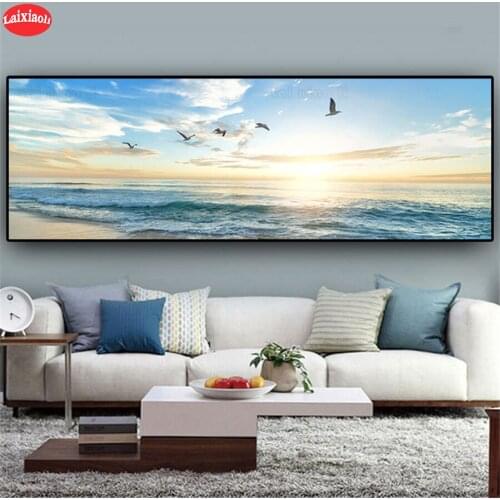 5 d diamond mosaic Natural Sea Beach Flying Birds Landscape For Living Room Home Decor diamond Painting embroidery mosaic