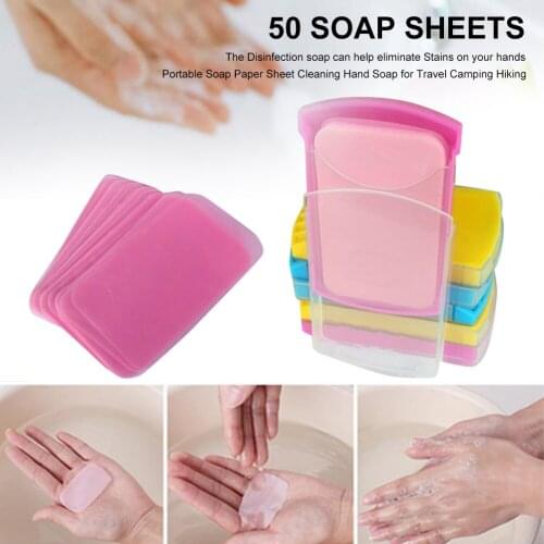 50 Pcs Portable Soluble Disinfectant Soap Paper For Baby Paper Clean Scented Slice Foaming Box Travel Portable Hand attractively