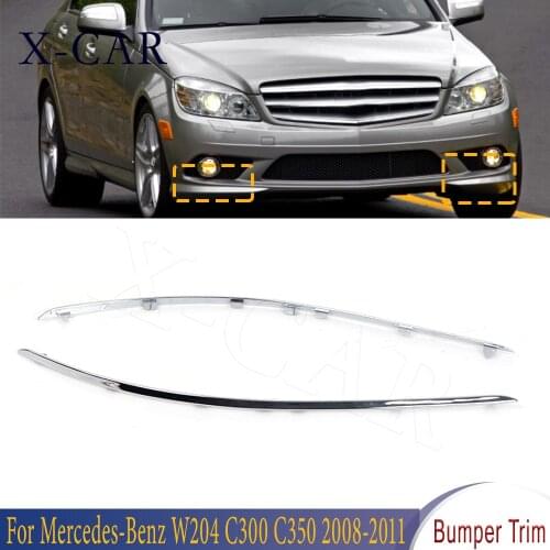 X-CAR Left Right Front Bumper Chrome Trim Molding Car Accessories For Mercedes-Benz W204 C300 C350 2008 2009- 2011 A2048850721