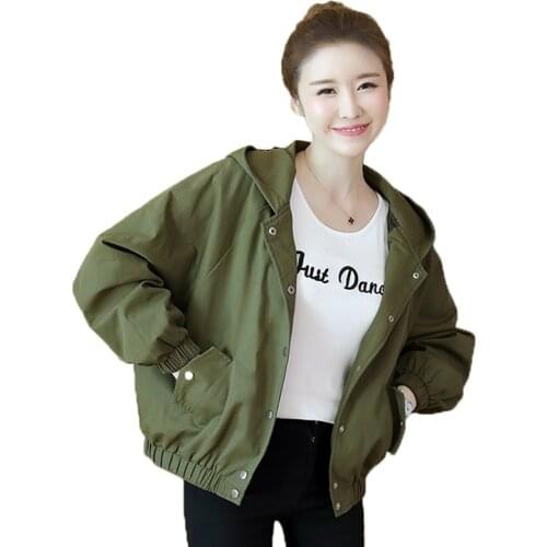 BF Style Womens Coat Jacket Long Sleeve Hooded Casual Spring Autumn Thin Section Short Jackets Outerwear Tops Student Wear 2020