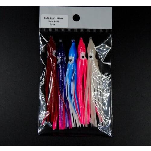 Bimoo 100bags=500pcs 9cm Soft Squid Skirts Wholesale Individual Package Luminous Customized Color Available