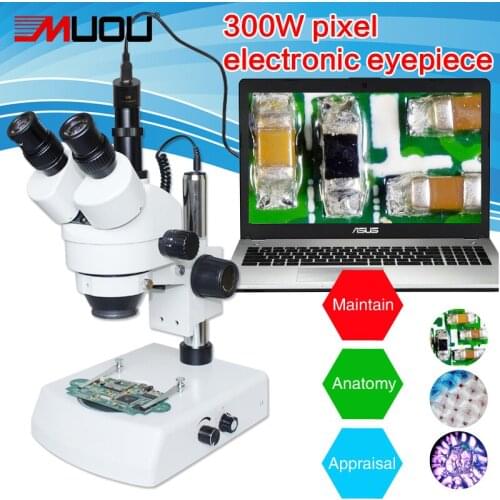USB Professional 7X-45X Binocular Continuous Zoom Stereo Microscope can be accessed by computer+3MP Electronic eyepiece