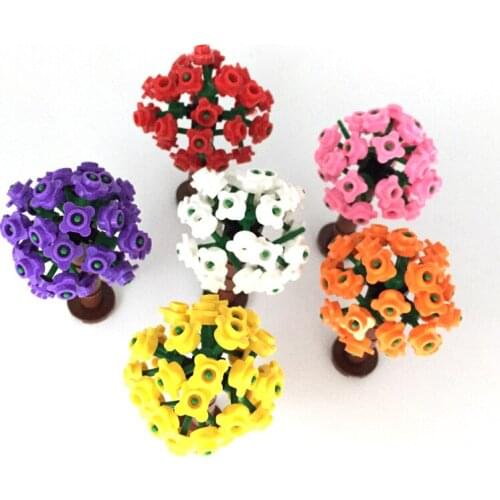 MOC Building BlocksParts Accessories Flowers Tree Plant City Street Hydrangea Locking Compatible Bricks Blocks Toys for Kids DIY