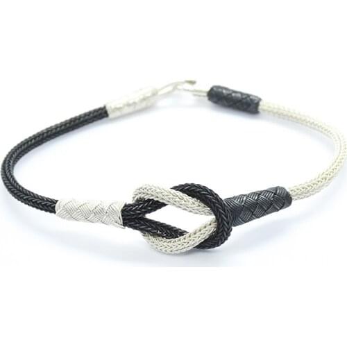 Unisex Double Love Knot Bracelet Fine Silver Woven Chain Everyday Jewelry Nautical Kazaziye