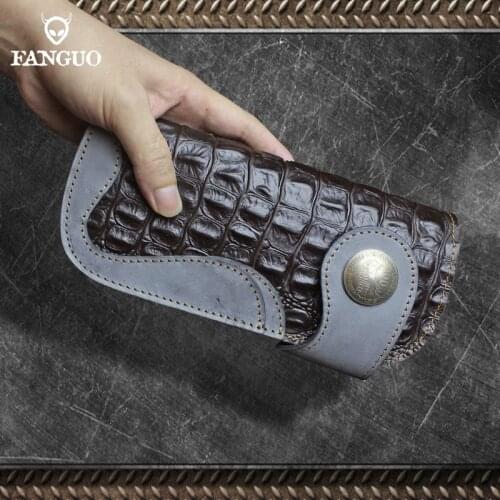Genuine Leather Crocodile Pattern Long Wallet Coin Pocket Long Purse Card Holder Bag For Men Passport Cover Male Clutch