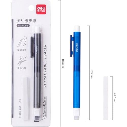 Deli Press Retractable Pencil Eraser Writing School Student Supplies Stationery For Kids For Drawing Sketch Stationery Eraser