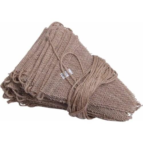 10M 48 Flags Jute Rustic Hessian Burlap Bunting Banner Flag Party Wedding Decor