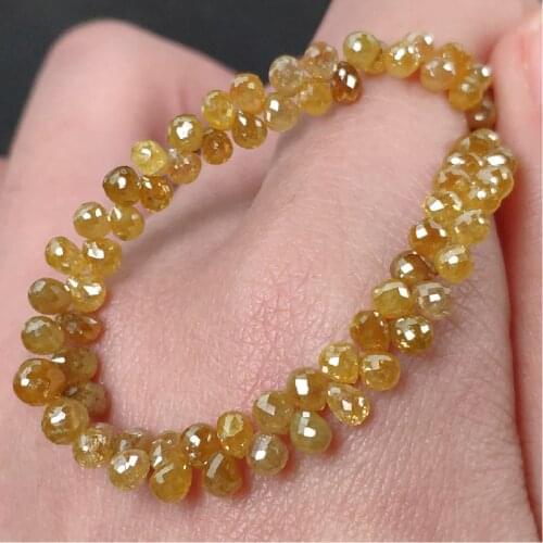 ICNWAY 14pieces Natural Yellow Diamond Cut Beads 2.4-2.6mm Waterdrop for Jewelry Making