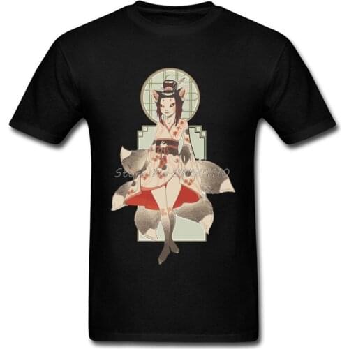 Kitsune Oni Japanese Jubileu Fox Hot Sale Casual Tshirts Round Collar Cotton Tops & Tees For Men Tops T Shirt Mother Day