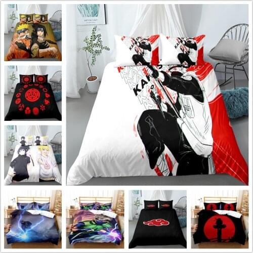 Classic Anime Ninja Bedding Set King Queen Double Full Twin Single Size Duvet Cover Pillow Case Bed Linen Set