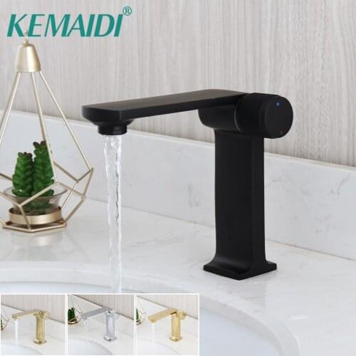 KEMAIDI Bathroom Matte Black Basin Sink Faucet Deck Mounted Mixer Single Hole Single Handle Faucets Chrome/Gold Faucets