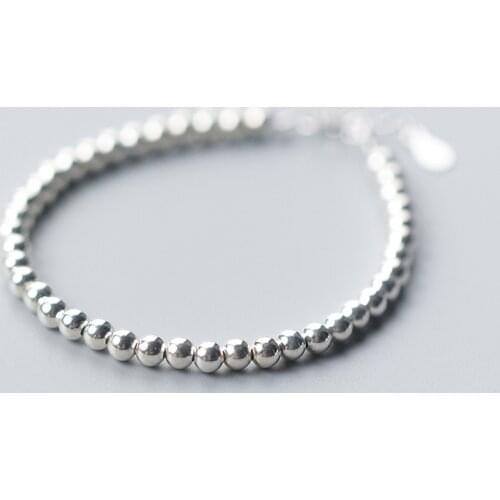 MloveAcc 100% 925 Solid Real Sterling Silver Fashion Beads Bracelet Pulseras for Teen Girl Lady Jewelry