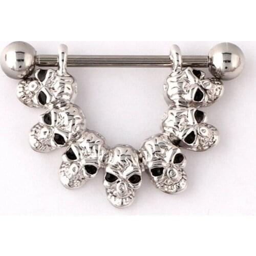 Fashion Personality Stainless Steel Skull Nipple Shield Ring for Women Body Piercing Jewelry