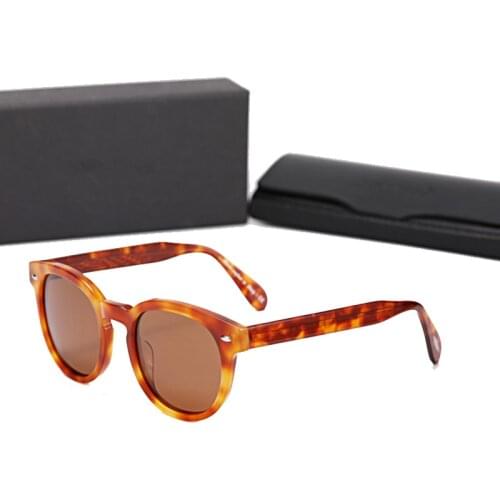 Fashion Round Sunglasses Men Polarized Vintage Sun Glass Night Driving Eyeglass Yellow Amber Frame Anti UVA Anti UVB Eyewear