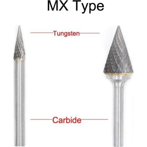 MX1225 4369 12mm MX1425 4370 14mm MX1625 4371 16mm Triangle Taper Pointed Tungsten MX Two Groove Cut Grinding Rotary Rasp File