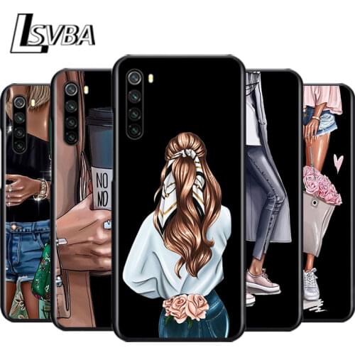 High Heels Flower Girl for OPPO Reno 2 Z 2Z 2F 3 4 4Z 4F 4SE 5 Pro 4G 5G ACE 10X ZOOM F7 A5 A9 2020 Soft Black Phone Case