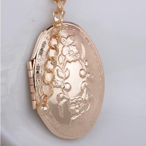 N115 Fashion oval shape flower pendant delicate jewelry locket necklace