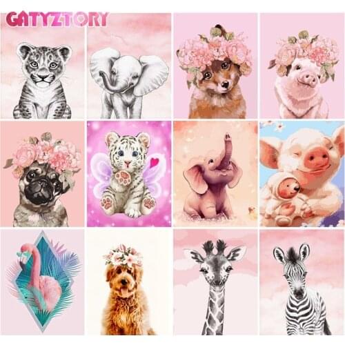 GATYZTORY Frame Painting By Numbers Kits Home Decor Artcraft Pig Flower On Colorful Animal Paint Kits Unique Diy Gift For Adult