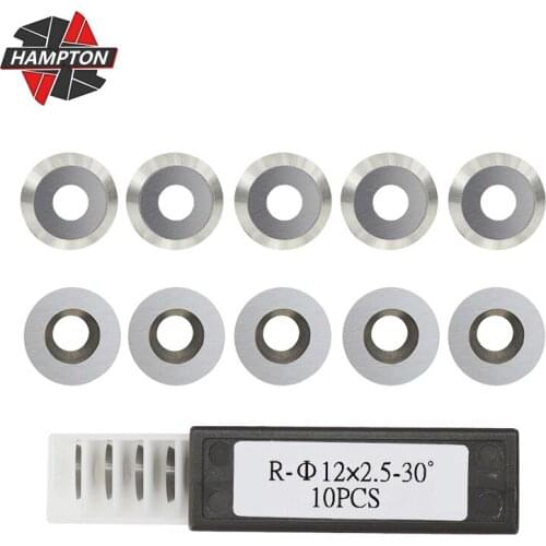 Hampton 10pcs 12X2.5mm 30 Degrees Round Carbide Cutter Insert Set For Wood Lathe Turning Tools