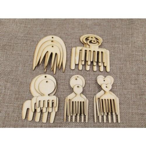 DIY Unfinished Wooden Earrings Blank Pendant Wood African Comb Shapes For Jewelry Findings Components