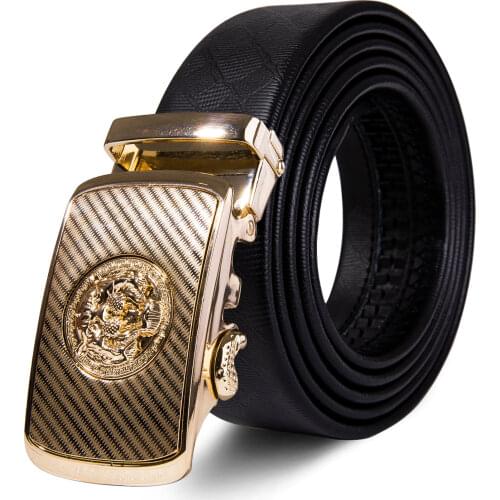 New Fashion 3.5 cm Belts for Men Luxury Designer Brand Genuine Cowhide LeatherBelt Tiger Automatic Buckle Black Waist Strap Gift