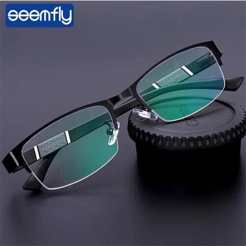 Seemfly Half Frame Reading Glasses Men Business Presbyopic Hyperopia Eyeglasses Male High Quality With 0 +1.0 +1.5 +2.5 +3.5 4.0