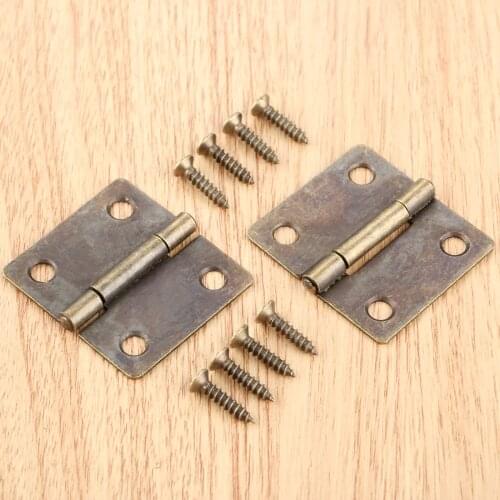2pcs Jewelry Wood Box Decorative Hinges 38*34mm Vintage Furniture Hinge Cabinet Drawer Door Butt Hinge Antique Bronze w/ Screws
