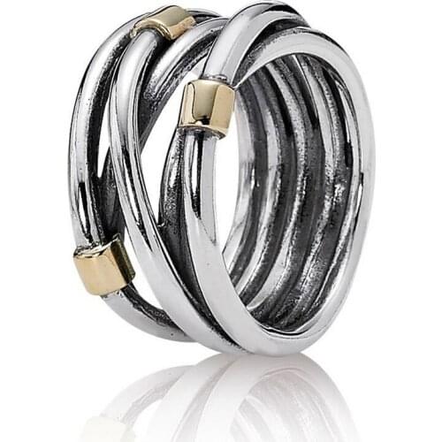 Authentic 925 Sterling Silver Rope Bands Europe Ring For Fashion Women Bead Charm Gift DIY Jewelry