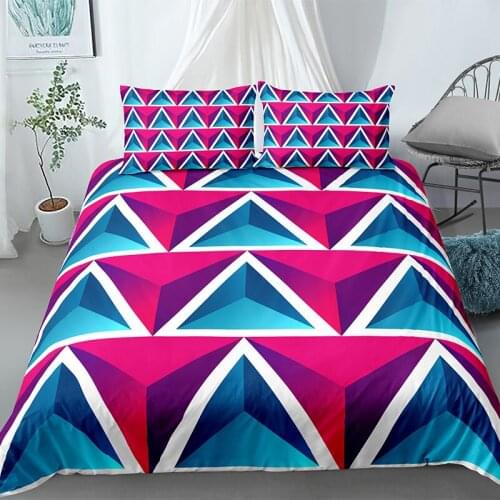 Geometry Pattern Design Colorful Print Bedding Set 2/3pcs Suit Soft Quilt Cover Duvet Covers & Pillowcases for Home Living Room
