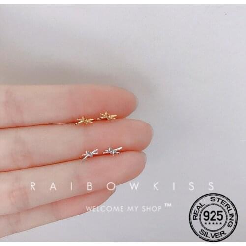 S925 Silver Stud Bowknot Earrings For Women Simple Korea Cute Fashion New Trend Punk Hot Girlfriend Gifts Wedding Jewelry INEFFA