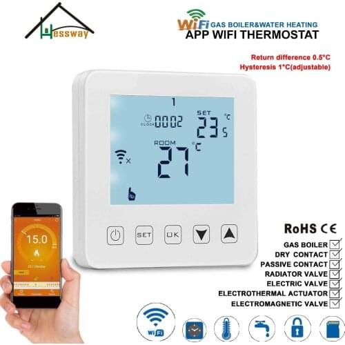 EU 100-240V 3A Hysteresis 1 degree gas boiler heating thermostat WIFI for water heating,radiator valve,Dry contact