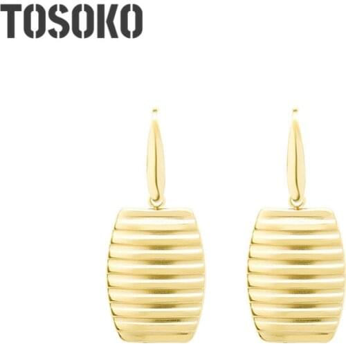 TOSOKO Stainless Steel Jewelry Geometric Figure Fashion Female Earrings BSF268