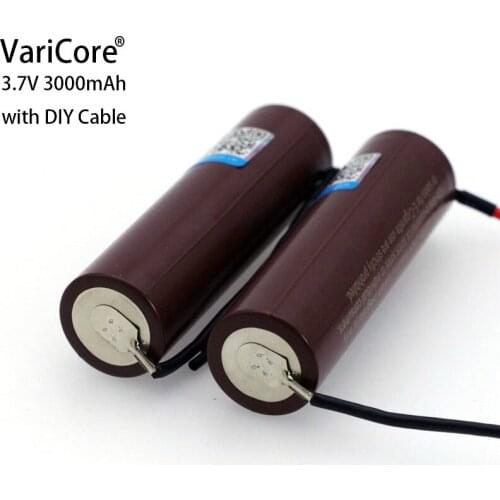 VariCore new HG2 18650 3000mAh battery 18650 HG2 3.7V discharge 20A, dedicated batteries+DIY Silica gel Cable