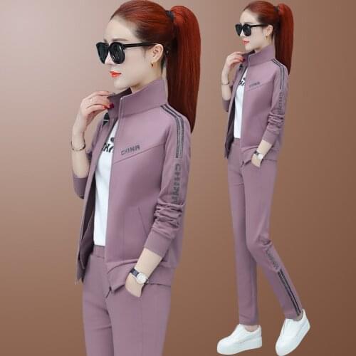 Spring Tracksuit Women Sports Wear Loose Jacket+sweatshirt+pant Running Jogging Outfits Gym Casual Workout Set Sport Suit 3PCS