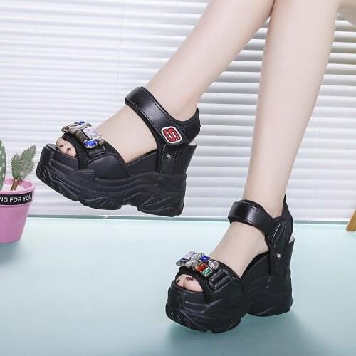 Original Thick Bottom Sponge Cake Fish Mouth Grass Women Sandals Size Slope With Lightweight Hemp Rope Sandals For Women